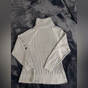 Altar'd State Ribbed Turtleneck Sweater - Light Gray